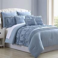 🛏️ contemporary chic: modern threads sharan 8-piece embellished comforter set, queen, blue logo