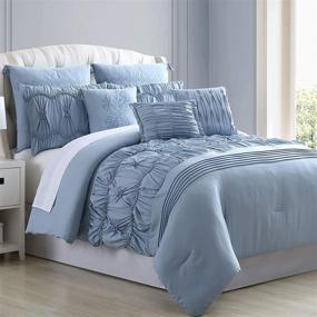 img 4 attached to 🛏️ Contemporary Chic: Modern Threads Sharan 8-Piece Embellished Comforter Set, Queen, Blue