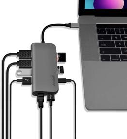 img 4 attached to 🔌 Ansbell USB C Hub Ethernet: 9-in-1 Multiport Portable Adapter for MacBook Pro/Chromebook/XPS - 4K Dual HDMI, 3 USB 3.0, SD/TF Card Reader, 87W Power Delivery, Android Compatible