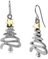 🎄 cute christmas tree dangle earrings golden silver tone - perfect holiday gift for women and girls logo