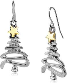 img 4 attached to 🎄 Cute Christmas Tree Dangle Earrings Golden Silver Tone - Perfect Holiday Gift for Women and Girls