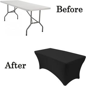 img 2 attached to 🪑 Your Chair Covers - 6 ft Rectangular Fitted Spandex Tablecloths Patio Table Cover - Black, Stretchable & Stretch Spandex Tablecloth