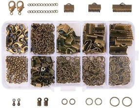 img 3 attached to 📿 PH PandaHall 440Pcs Jewelry Findings Sets: Fold Over Crimp Ends, Ribbon Ends, Twist Chains, Brass Lobster Claw Clasps - Antique Bronze Collection