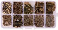 📿 ph pandahall 440pcs jewelry findings sets: fold over crimp ends, ribbon ends, twist chains, brass lobster claw clasps - antique bronze collection logo