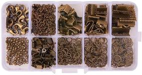 img 4 attached to 📿 PH PandaHall 440Pcs Jewelry Findings Sets: Fold Over Crimp Ends, Ribbon Ends, Twist Chains, Brass Lobster Claw Clasps - Antique Bronze Collection