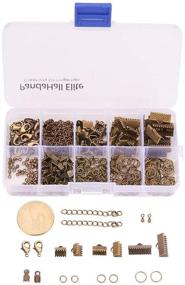 img 1 attached to 📿 PH PandaHall 440Pcs Jewelry Findings Sets: Fold Over Crimp Ends, Ribbon Ends, Twist Chains, Brass Lobster Claw Clasps - Antique Bronze Collection