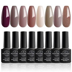 img 4 attached to 💅 HTPARY Gel Nail Polish Set: 8PCS Winter Nude Colors - Soak Off LED UV Gel Polish for a Stunning Manicure - Gift Box Set Included!