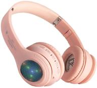 🎧 girls led light up wireless headphones for kids, with volume limiting & built-in mic - pink logo