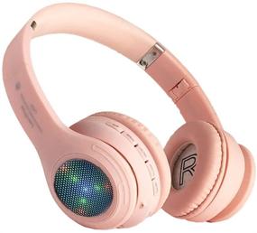 img 4 attached to 🎧 Girls LED Light Up Wireless Headphones for Kids, with Volume Limiting & Built-in Mic - Pink