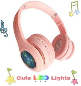 img 1 attached to 🎧 Girls LED Light Up Wireless Headphones for Kids, with Volume Limiting & Built-in Mic - Pink