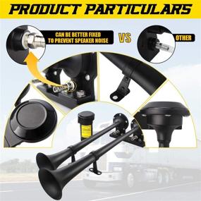 img 3 attached to 🚚 GAMPRO 12V 150db Air Horn: Powerful Dual Trumpet Truck Air Horn for 12V Vehicles - Chrome Zinc Compressor Included!