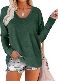 img 4 attached to 👚 MIHOLL Women's V-Neck Loose Casual Tee T-Shirt with Long Sleeves