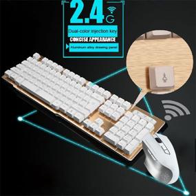 img 3 attached to 🔌 Wireless Rechargeable Keyboard and Mouse Set with Backlit Gaming Keyboard, Mechanical Feel, 2.4G Drive-Free Technology, Adjustable Breathing Lamp, Anti-Ghosting, 12 Multimedia Keys - White Combo