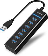 high-speed usb hub by jimdonhc - 7 port usb 3.0 hub with led | portable & compatible with imac pro, macbook air, mac mini/pro, surface pro, pc, and laptop logo