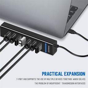 img 1 attached to High-Speed USB Hub by JimdonHC - 7 Port USB 3.0 Hub with LED | Portable & Compatible with iMac Pro, MacBook Air, Mac Mini/Pro, Surface Pro, PC, and Laptop
