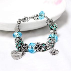 img 2 attached to Vintage Silver Tone Snake Chain Love Charm Bracelet with Uloveido Crystal Beads for Women