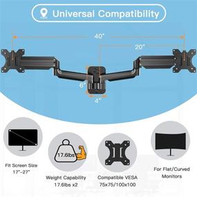 img 2 attached to Dual Monitor Stand Gas Spring VESA Wall Mount - HUANUO | Full Motion Adjustable Bracket for 17 to 27 Inch Flat/Curved LCD Screens | Supports 75 100 VESA | Holds up to 17.6lbs Per Arm
