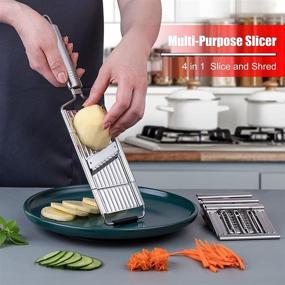 img 1 attached to Versatile 4-in-1 Stainless Steel Food Chopper & Cheese Grater with Lemon Zester - Hand-Held Vegetable Slicer, Potato Spices Shredder, Adjustable Kitchen Tool