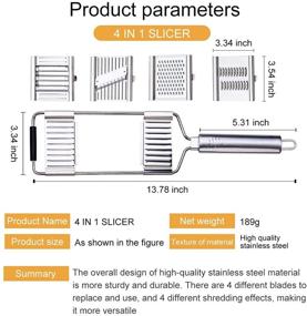 img 3 attached to Versatile 4-in-1 Stainless Steel Food Chopper & Cheese Grater with Lemon Zester - Hand-Held Vegetable Slicer, Potato Spices Shredder, Adjustable Kitchen Tool