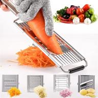 versatile 4-in-1 stainless steel food chopper & cheese grater with lemon zester - hand-held vegetable slicer, potato spices shredder, adjustable kitchen tool logo