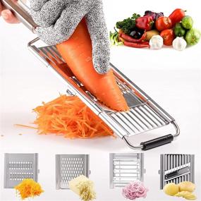 img 4 attached to Versatile 4-in-1 Stainless Steel Food Chopper & Cheese Grater with Lemon Zester - Hand-Held Vegetable Slicer, Potato Spices Shredder, Adjustable Kitchen Tool