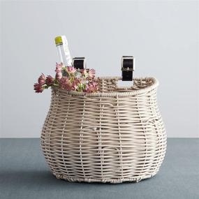 img 2 attached to 🚲 RGI Home Resin Wicker Classic Design Woven Bicycle Basket - Women's Bike Baskets featuring Black Leather and Silver Buckles