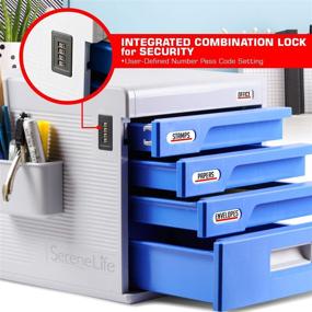 img 2 attached to Home Office Locking Drawer Cabinet Desk Organizer - Desktop File Storage Box with 4 Lock Drawers, Ideal for Filing & Organizing Paper Documents, Tools, Craft Supplies - SereneLife SLFCAB20