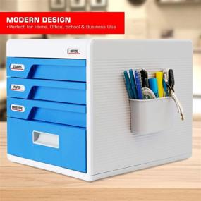 img 3 attached to Home Office Locking Drawer Cabinet Desk Organizer - Desktop File Storage Box with 4 Lock Drawers, Ideal for Filing & Organizing Paper Documents, Tools, Craft Supplies - SereneLife SLFCAB20