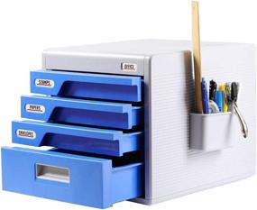 img 4 attached to Home Office Locking Drawer Cabinet Desk Organizer - Desktop File Storage Box with 4 Lock Drawers, Ideal for Filing & Organizing Paper Documents, Tools, Craft Supplies - SereneLife SLFCAB20