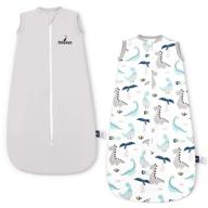 🦖 jeroray wearable blanket-stretchy sleeping bag (12-18 months) - 2-pack, 2 way zipper, unisex dinosaur & solid grey - large size, tog 1.0 logo