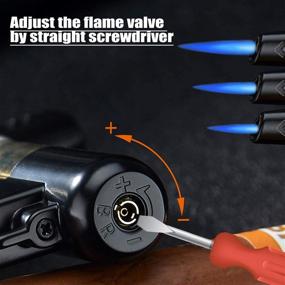 img 2 attached to 🔥 Yeuligo Torch Lighters: Butane Lighter with Visible Window, Key Ring, Adjustable Flame, and Windproof Design - Ideal for Kitchen, Fireplace, Candle, Grill, Camping, Fireworks. Gas Not Included - Black