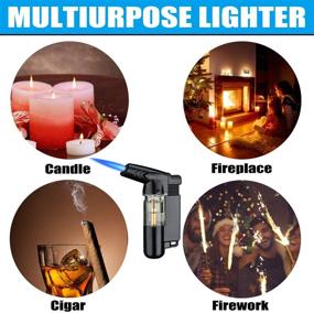 img 1 attached to 🔥 Yeuligo Torch Lighters: Butane Lighter with Visible Window, Key Ring, Adjustable Flame, and Windproof Design - Ideal for Kitchen, Fireplace, Candle, Grill, Camping, Fireworks. Gas Not Included - Black