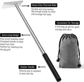 img 2 attached to 🔥 26.8" Extendable BBQ Ash Tool - Stainless Steel Rake for Charcoal Ash Removal, Grill Cleaning, Corner Cleaning – Includes Storage Bag