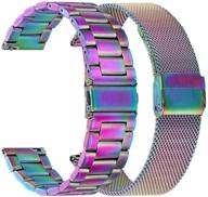 🌈 trumirr band sets: 2 pack stainless steel watchband + mesh strap for samsung galaxy watch 42mm / watch 4 40mm / active 2 40mm 44mm, garmin vivoactive 3 / venu - colorful wristband logo