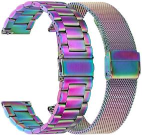 img 4 attached to 🌈 TRUMiRR Band Sets: 2 Pack Stainless Steel Watchband + Mesh Strap for Samsung Galaxy Watch 42mm / Watch 4 40mm / Active 2 40mm 44mm, Garmin Vivoactive 3 / Venu - Colorful Wristband