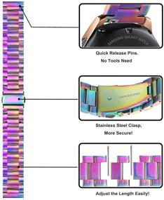 img 1 attached to 🌈 TRUMiRR Band Sets: 2 Pack Stainless Steel Watchband + Mesh Strap for Samsung Galaxy Watch 42mm / Watch 4 40mm / Active 2 40mm 44mm, Garmin Vivoactive 3 / Venu - Colorful Wristband