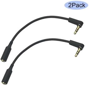 img 1 attached to Seadream 2PACK 6 inch 3-Pole 3.5mm Male Right Angle to 3.5mm Female Stereo Audio Cable: Beats Dr. Dre Studio iPhone Headset Extension Replacement