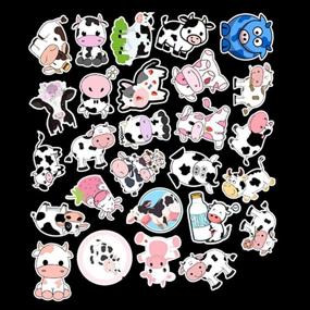 img 2 attached to 🐄 Cute Cow Stickers: 50 Pcs Cartoon Cow Waterproof Vinyl Decals - Perfect for Water Bottles, Laptop, Luggage, and More!