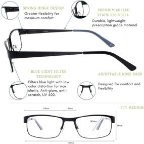 img 2 attached to 👓 Umizato Austin Satin Black Computer Gaming Glasses - Blue Light Blocking Eyewear for Men and Women, Handcrafted Design, Enhances Sleep Quality, UV Protection, Reduces Eye Fatigue and Strain