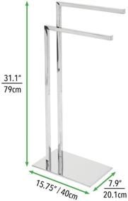 img 2 attached to mDesign Tall Stainless Steel Towel Rack Holder - Sleek 2 Tier Organizer for Bathroom Storage and Organization - Chrome Finish