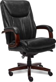 img 1 attached to Comfort-focused La-Z-Boy Edmonton Big and Tall Executive Office Chair: Waterfall Seat Edge, Solid Wood Arms and Base, Bonded Leather, Black (Big & Tall)