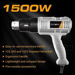 img 2 attached to 🔥 1500W Hot Air Gun Kit – Heat Gun with 3-Temp Settings (122℉~1022℉), Cooling Mode, 5 Nozzles – Ideal for Crafts, Shrinking PVC Wrap, Stripping Paint, Bending Pipes, and Loosening Bolts