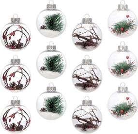 img 4 attached to 🎄 AMS 3.14''/12ct Christmas Ball Ornaments Shatterproof Clear Plastic Decorative Xmas Balls Baubles Set with Delicate Stuffed Decorations for Wedding, Thanksgiving, Party (80mm)