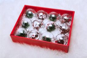 img 1 attached to 🎄 AMS 3.14''/12ct Christmas Ball Ornaments Shatterproof Clear Plastic Decorative Xmas Balls Baubles Set with Delicate Stuffed Decorations for Wedding, Thanksgiving, Party (80mm)