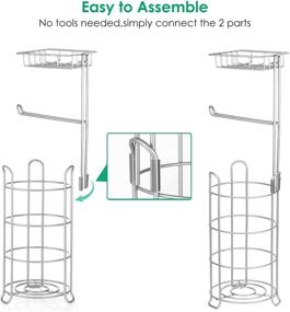 img 3 attached to Держатель туалетной бумаги TomCare: организация и хранение ванных комнатных принадлежностей с полочкой для хранения и диспенсером для бумажных полотенец из металла - высококачественные аксессуары для эффективного хранения в ванной комнате.