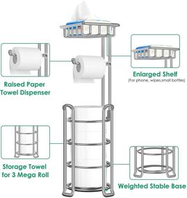 img 1 attached to Держатель туалетной бумаги TomCare: организация и хранение ванных комнатных принадлежностей с полочкой для хранения и диспенсером для бумажных полотенец из металла - высококачественные аксессуары для эффективного хранения в ванной комнате.