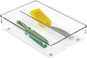 img 1 attached to 🗄️ Clear iDesign Linus BPA-Free Plastic Stackable Divided Drawer Organizer Tray - 6x9x2.25 inches