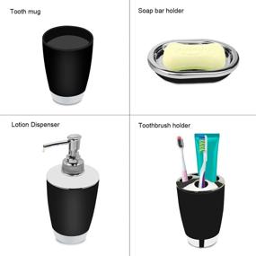 img 1 attached to 🛀 6-Piece Luxury Black Bathroom Accessories Set: Toothbrush Holder, Cup, Soap Dispenser, Dish, Toilet Brush Holder, Trash Can