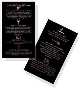 img 2 attached to Инструкция по уходу за зубами после профессионального отбеливания: карточки на 50 штук двусторонние визитные карточки размером кошелька со специальным дизайном черного и розового золота с блестками