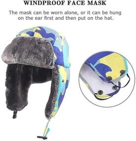 img 2 attached to Warm Trapper Trooper Hat for Kids - Ideal Winter Cap with Ear Flaps, Windproof Mask & Outdoor Ski Protection